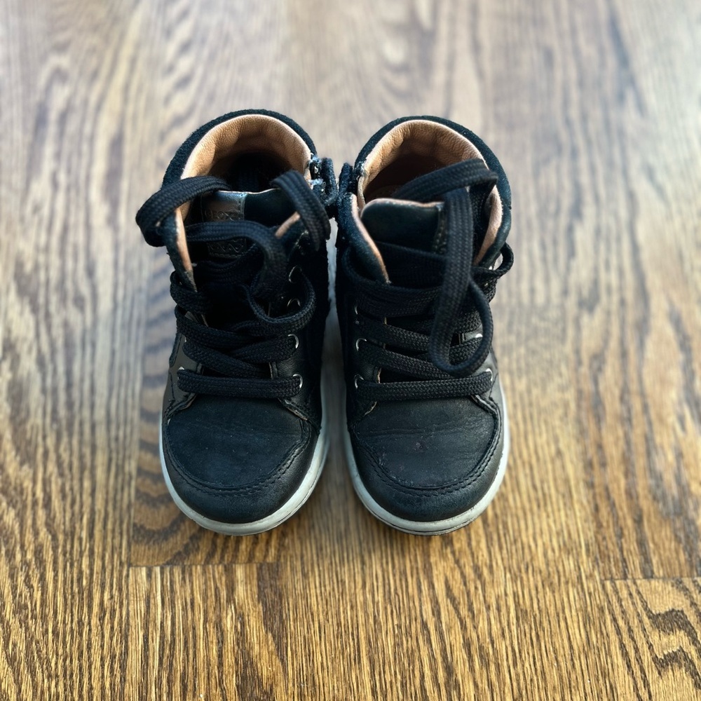 Geox Kids Black and Tan High-Top Sneakers